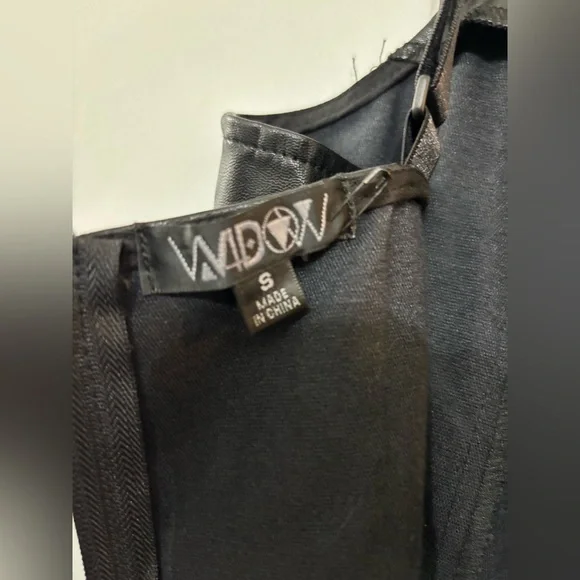 Widow Dolls Kill Black Faux Leather Mini Dress Size Small Gothic Grunge Punk - Picture 16 of 16